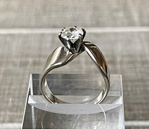 14K White Gold & .99 Carat Single Diamond Ring Size 8  With Appraisal Total Weight 6.97 Grams