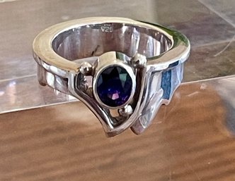 Lovely Sterling Silver & Sapphire Ring Size 6.75 - Total Weight 9.2 Grams