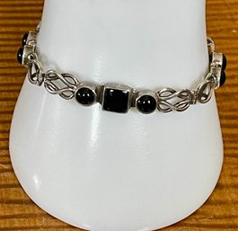 Celtic Knot Sterling Silver & Onyx 7' Bracelet - Handmade - Total Weight - 15.3 Grams