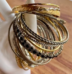 Vintage Gold Tone & Silver Tone Bangle Bracelets - Monet & More