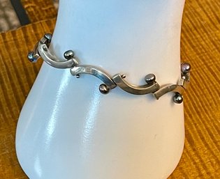 Sterling Silver & Pearl 7.5' Bracelet - Handmade - Total Weight - 21 Grams