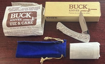 Buck Model 515 IV Classic Pocket Knife With Original Box And Paperwork Engraved Harold
