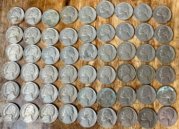 (54) 1940 - 41- 46 -47- 48 - 49 Large  Nickel Coins