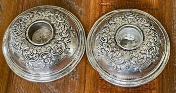Vintage Sterling Silver Weighted Repousse Candle Holders - 278 Grams