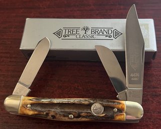 Boker Tree Brand Classic 4474 Stag Handle Trapper Knife With Original Box