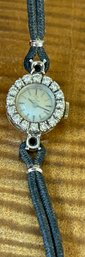 Ladies Diamond & 14K White Gold Omega Watch With Golf Filled Cord Band (as Is) 19847780
