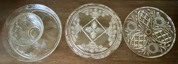 Vintage Crystal Cake Plate, Footed Cake Plate, Anchor Hocking Chip And Dip Plate