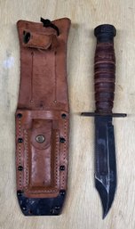 Camillus 2-1984 Pilot's Survival Fixed Blade Knife With Leather Sheath And Stone