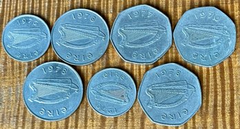 Ireland 1970's Coins - 5  - 10 - 50 Pence Coins