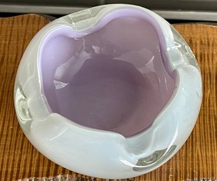 Vintage Purple & White Cased Murano Art Glass Bowl