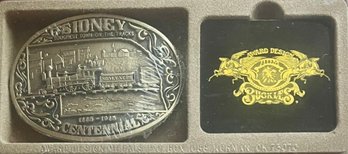 Sidney Nebraska Centennial 1885-1985 Solid Brass Belt Buckle No. 129 Of 750 With Original Box