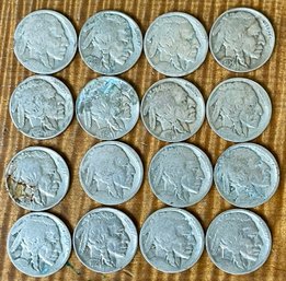 (16) Buffalo Head Nickel Coins 1926 - 1938 - Some Without Visible Dates