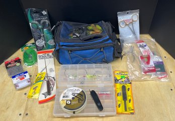 Miniature Soft Tackle Bag With Contents - Lures, Organizers, Hooks, Forceps, And More