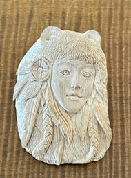 Detailed Hand Carved Ivory Mammoth Maiden Pendant - Handmade - Total Weight - 13.8 Grams