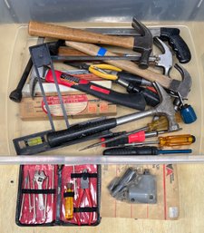 Assorted Hand Tool Lot - Hammers, Saw, Screwdrivers, Angle Drive Kit