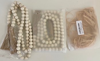 2 Sets Of 58' Farm House Wood Beads Wall Hanging Decor In Original Bag
