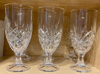 6 Glass Pineapple Design Footed Drinking Glasses