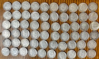 (60) Roosevelt Silver Dimes 90 Percent Silver - Total Weight 149.1 Grams - Up To 1964