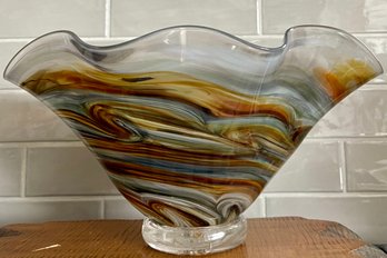 Lincoln City Glass Company Hand Blown 2006 Large 12 Inch Art Glass Bowl Signed