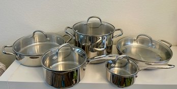 10 Piece Set Of Wolfgang Puck Stainless Steel Cookware
