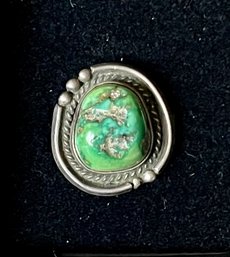 Old Pawn Navajo Green Turquoise Nugget Ring - Size 4.5 - Total Weight 7.6 Grams