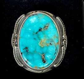 Vintage Sterling Silver And Turquoise Navajo Men's Ring Size 11.5 - Total Weight - 24.2 Grams