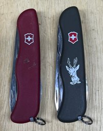 (2) Victoronix Green & Red Swiss Made Army Knives