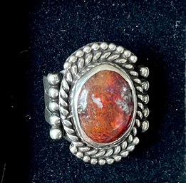 Vintage Albert Jake Red Jasper Navajo Ring - Size 7.75 - Total Weight 16.7 Grams