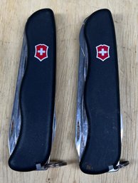 (2) Black Victoronix Swiss Made Army Knives