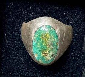 Vintage Navajo Sterling Silver And Green Turquoise Ring - Size 11.5 - Total Weight
