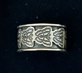 Darrell Cadman Navajo Sterling Silver Butterfly Ring - Size 8.25 - Total Weight 10.4 Grams