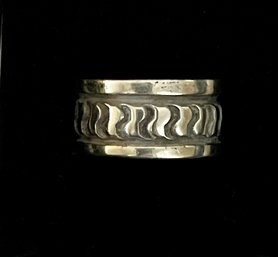 Darin Bill Navajo Sterling Silver Stamped Ring - Size 7.5 - Total Weight 8.8 Grams