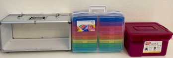3 Storage Containers - Craft Keeper, Ezy Sort It, And Clear Patron Tequila Metal And Plastic Case
