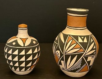 (2) V. Seymour Acoma 3.5' And 4' Signed Pottery Jars