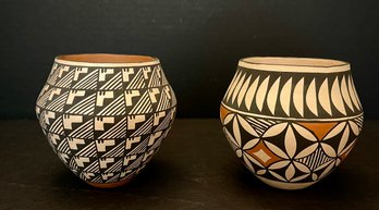 (2) V. Seymour Acoma 3.5' Signed Pottery Jars