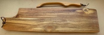 Hand Made Solid Wood Bread Board With Knife