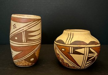 Kathleen Collateta Hopi Jemez Polychrome Signed Pottery Jar And Vase