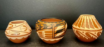 (3) C. G. Loretto Jemez Signed Pottery Jars