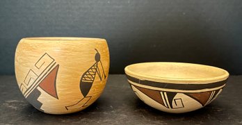 Duane K. Walpi Pueblo Signed Pottery Pot And Bowl