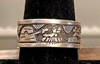 Tom & Sylvia Kee Navajo Sterling Silver Overlay Ring Band - Size 10 - Total Weight 5.8 Grams