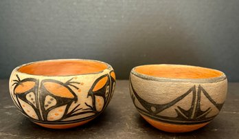 (2) Warren Coriz Pueblo Santo Domingo Signed Pottery Bowls