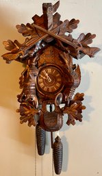 8 Day German Black Forest Hunting Cuckoo Clock With Rabbit And Deer