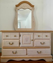 Standard Furniture Princess Bouquet  White Pine Dresser With Mirror