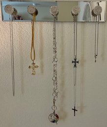 Rhinstone Mirrored Hanger With 7 Assorted Necklaces
