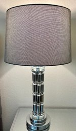 Silver And Clear Resin Table Lamp With Grey Shade Works