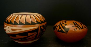 N. Sandia Jemez Signed Pottery Jar, B. Yepa Jemez Signed Pottery Seedpot