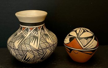Revi Ami Nampeyo Hopi Indian Signed Pottery Jar, And VM Toya Signed Pottery Seedpot