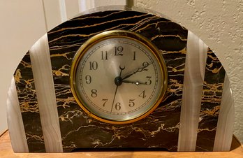 Vintage Onyx And Marble Electric Mantle Clock