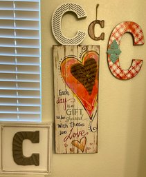 Painted Wood Wall Art - Each Day Is A Gift, Letter C