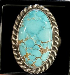 Massive Navajo Sterling Silver And Turquoise Ring - Size 11 - Total Weight 45.8 Grams